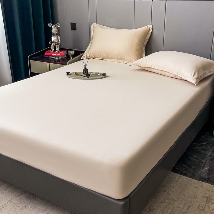 91家纺网 家纺一手货源 找家纺 宅家居 2024新款贡缎水洗真丝单品床笠三件套 香槟金