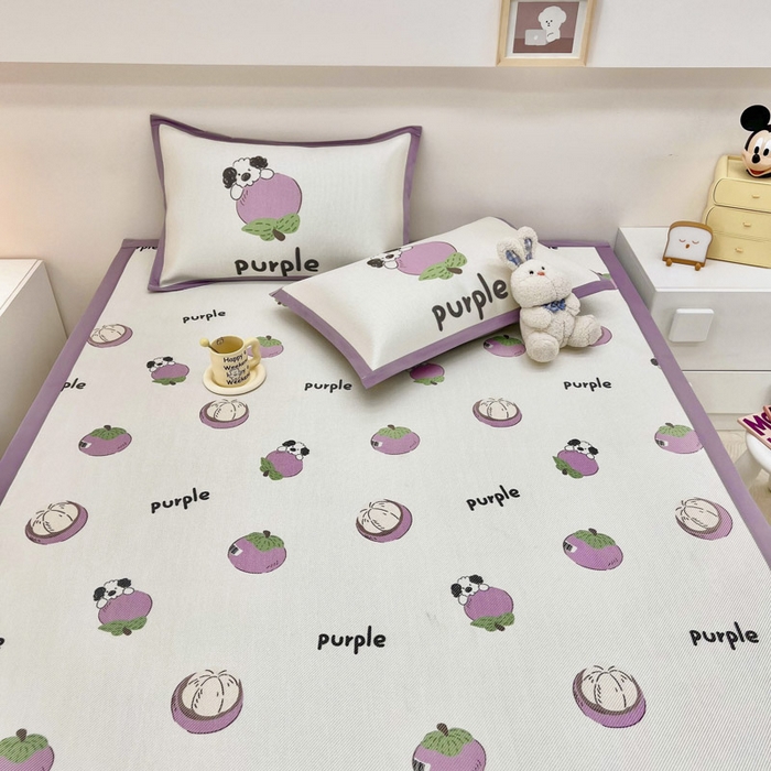 91家纺网 家纺一手货源 找家纺 全季家居 2024新款5A抗菌小清新数码印花冰藤席 山竹（床席款）