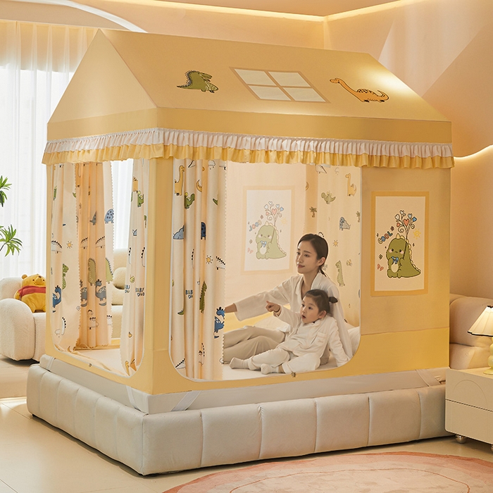 91家纺网 家纺一手货源 找家纺 迪凡保罗 2025新款城堡遮光防摔坐床蚊帐 恐龙当家