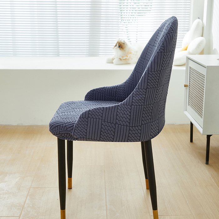 91家纺网 家纺一手货源 找家纺 共鸣沙发套 2024新款摇粒绒提花交织纹系列椅套（扶手款弧形椅套） 格纹-深灰