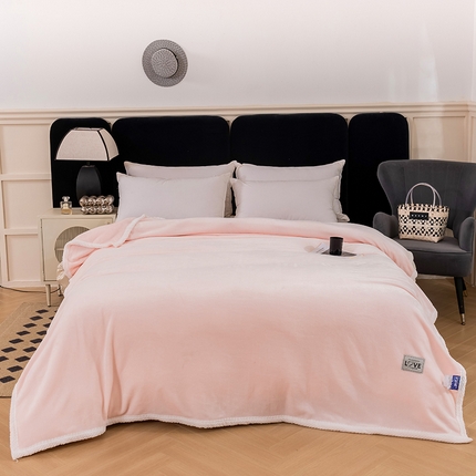 91家纺网 家纺一手货源 找家纺 凤凰林毛毯 2024新款加厚亲肤牛奶绒毛毯 樱花粉