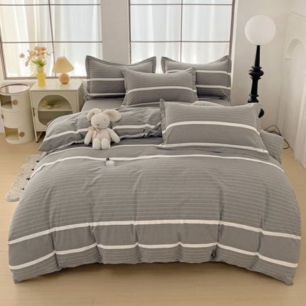 91家纺网 家纺一手货源 找家纺 （总）木易家居 2025新款全棉色织水洗棉四件套