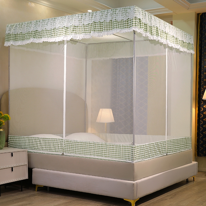 91家纺网 家纺一手货源 找家纺 初心2025新款坐床遮光蚊帐系列 绿小格