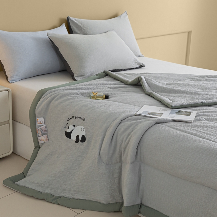 91家纺网 家纺一手货源 找家纺 梦初语 2024新款超柔泡泡棉夏被 灰色