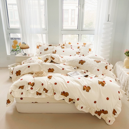 91家纺网 家纺一手货源 找家纺 （总）宜凡家纺 2024新款全棉印花夹棉床笠四件套