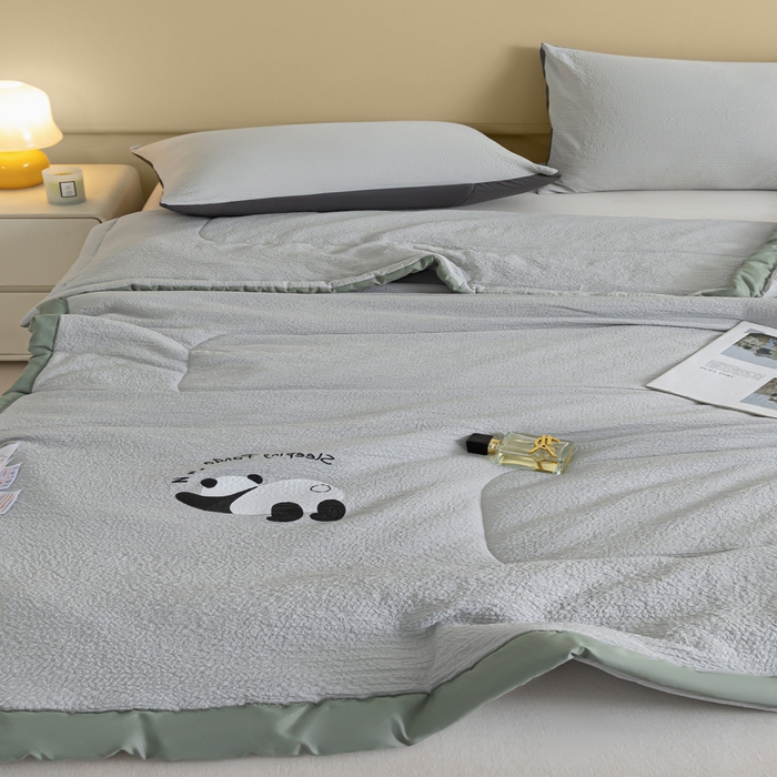 91家纺网 家纺一手货源 找家纺 梦初语 2024新款超柔泡泡棉夏被 灰色