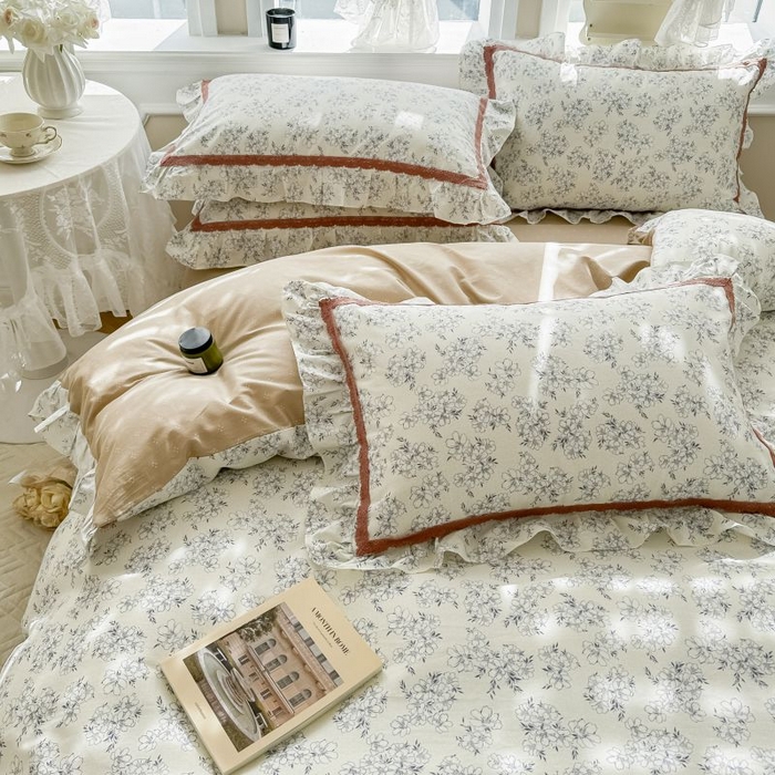 91家纺网 家纺一手货源 找家纺 眠屿家纺 2024新款全棉40支13372花边四件套 南笙