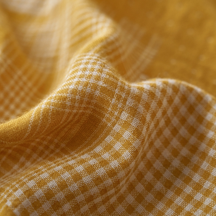 91家纺网 家纺一手货源 找家纺 安莱生活 2024年新品双层纱拼布田园纽扣款四件套 拼布田园纽扣款-姜黄