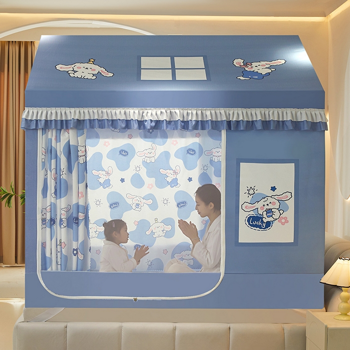 91家纺网 家纺一手货源 找家纺 迪凡保罗 2025新款城堡遮光防摔坐床蚊帐 长耳兔