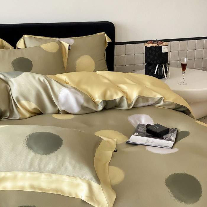 91家纺网 家纺一手货源 找家纺 优悦 2024新款天丝印花四件套 波普时尚-绿