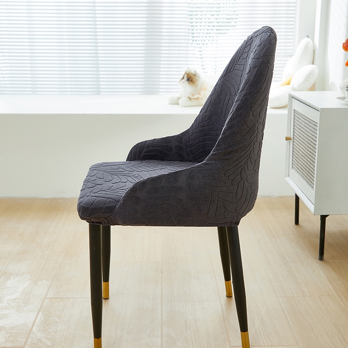 91家纺网 家纺一手货源 找家纺 共鸣沙发套 2024新款臻品提花系列椅套（扶手款弧形椅套） 织叶-碳灰