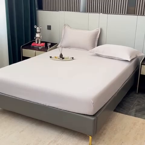 91家纺网 家纺一手货源 找家纺 宅家居 2024新款贡缎水洗真丝单品床笠三件套 绅士灰