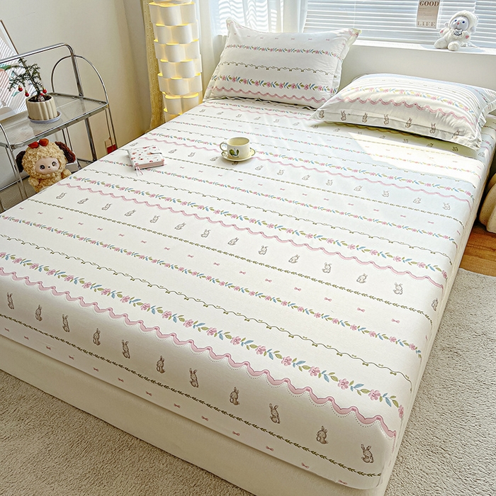 91家纺网 家纺一手货源 找家纺 涵宸家纺 2024新款全棉小清新印花单品套件--单床笠 床笠-辛德瑞拉