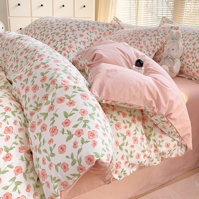 91家纺网 家纺一手货源 找家纺 大柏树 2025新款全棉13376印花四件套系列（可定制）-床单四件套 春晴