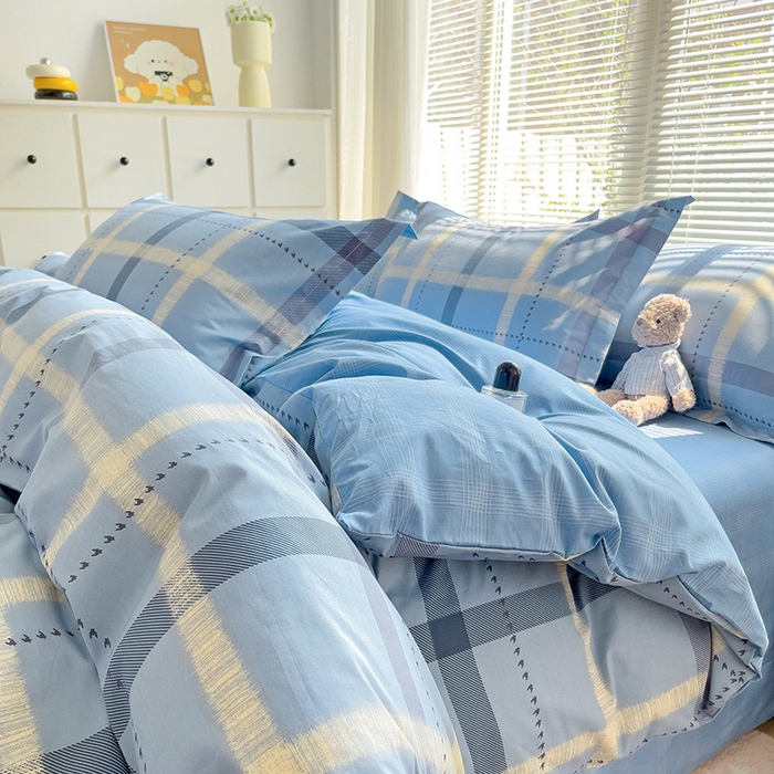 91家纺网 家纺一手货源 找家纺 大柏树 2025新款全棉13376印花四件套系列（可定制）-床单四件套 卡洛塔-蓝