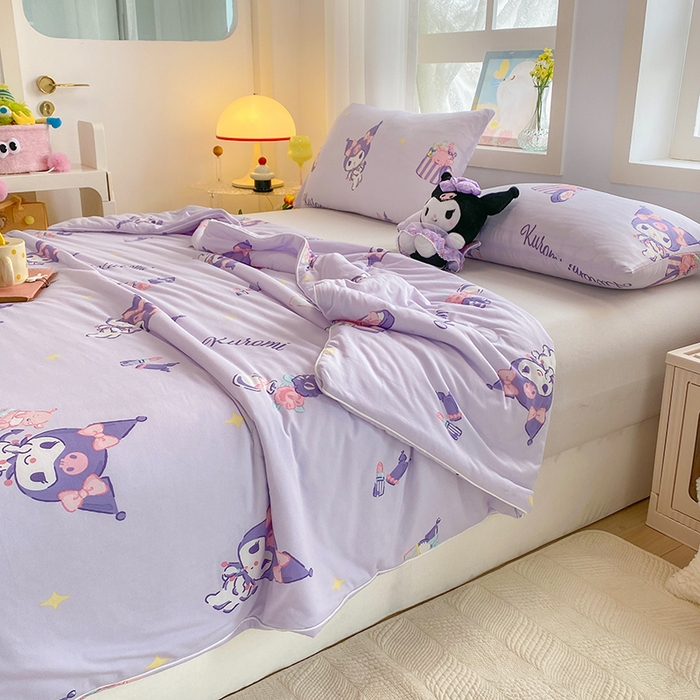 91家纺网 家纺一手货源 找家纺 DS-2025新款儿童卡通三丽鸥正版授权A类针织棉夏被系列 糖果库洛米