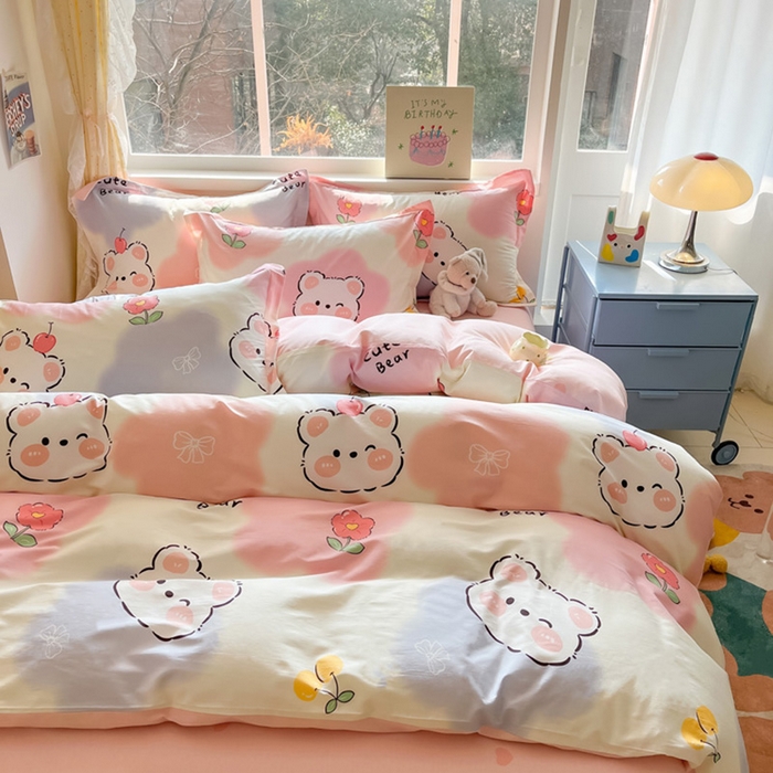 91家纺网 家纺一手货源 找家纺 涵宸家纺 2024新款全棉小清新印花单品套件--单被套 萌萌彩