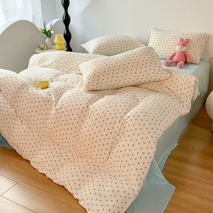 千朵 2024新款全棉双层纱四件套 可可樱桃