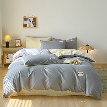 91家纺网 家纺一手货源 找家纺 （总）芊寻家居 2024新款13372全棉纯色四件套无印良品风简约套件