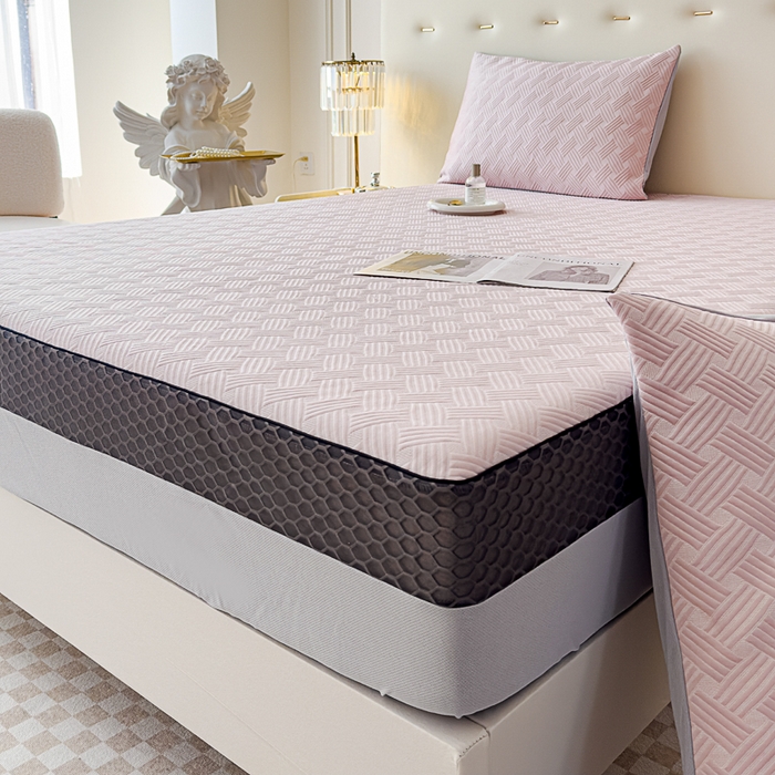 91家纺网 家纺一手货源 找家纺 邦妮家纺 2024新款A类凉感丝床笠凉席床垫30公分内可用 梦幻-粉