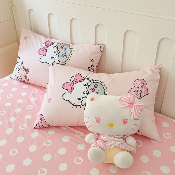 91家纺网 家纺一手货源 找家纺 博雅 2024新款全棉三丽鸥AB版活性印花四件套 曲奇kt