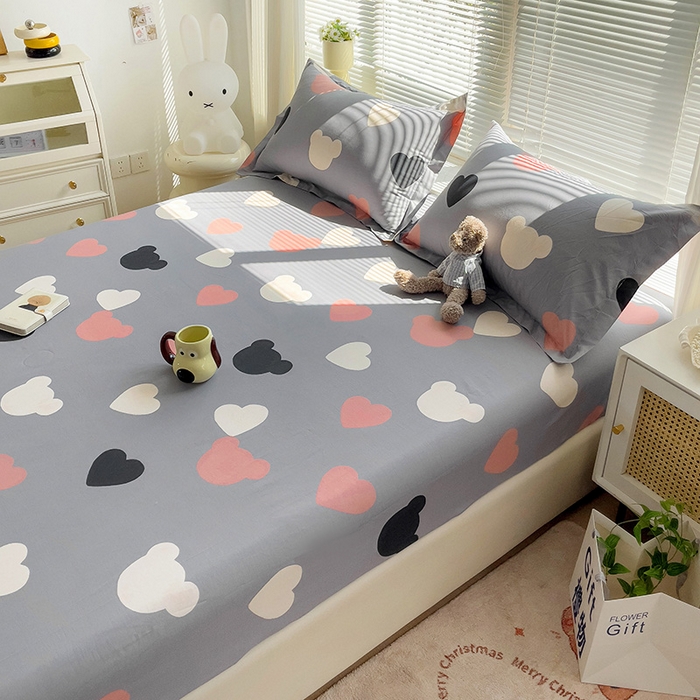 91家纺网 家纺一手货源 找家纺 大柏树 2025新款全棉13376印花四件套系列（可定制）-单床笠 小爱恋