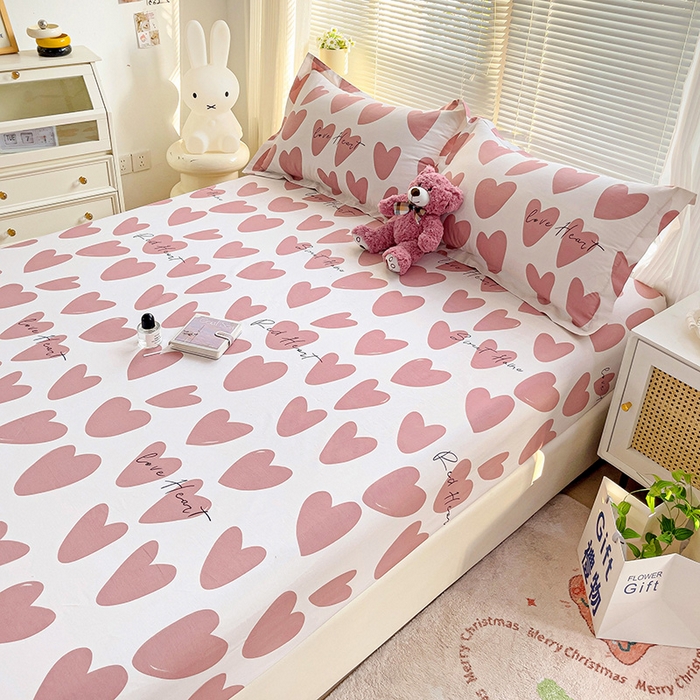 91家纺网 家纺一手货源 找家纺 大柏树 2025新款全棉13376印花四件套系列（可定制）-单床笠 倾心