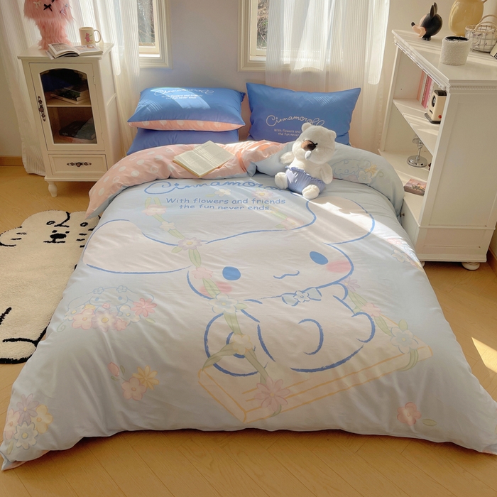 91家纺网 家纺一手货源 找家纺 星座 2025大版全棉三丽鸥四件套 花园玉桂狗