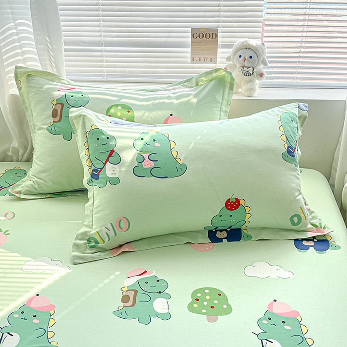 91家纺网 家纺一手货源 找家纺 涵宸家纺 2024新款全棉小清新印花单品套件--单床笠 床笠-龙游记