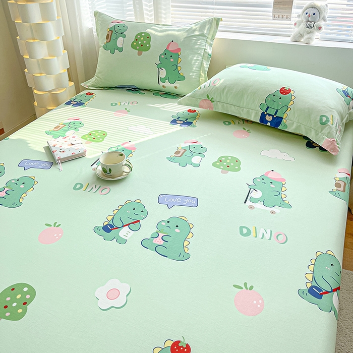 91家纺网 家纺一手货源 找家纺 涵宸家纺 2024新款全棉小清新印花单品套件--单床笠 床笠-龙游记