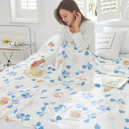 91家纺网 家纺一手货源 找家纺 （总）金泰莱 2025新款印花竹纤维凉席竹纤维毯子再生纤维软凉席盖毯空调毯