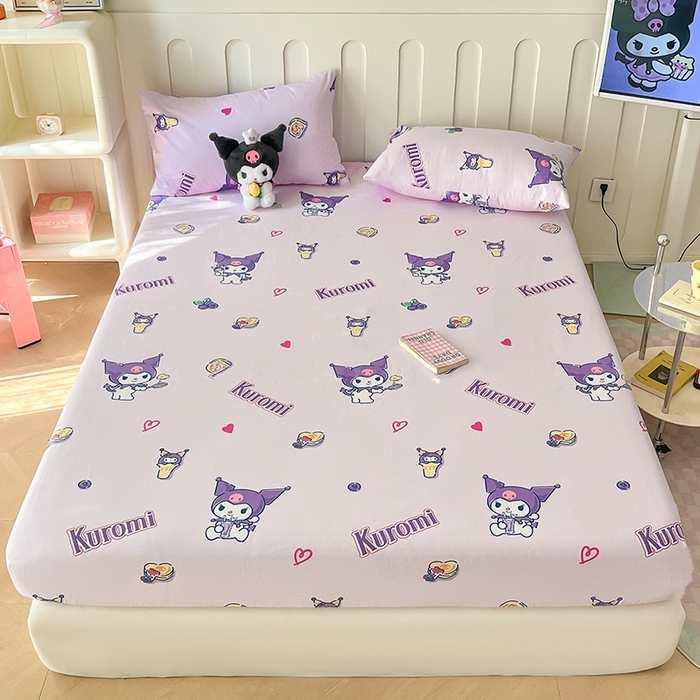 91家纺网 家纺一手货源 找家纺 博雅 2024新款三丽鸥正版授权全棉活性印花单床笠 多彩库洛米