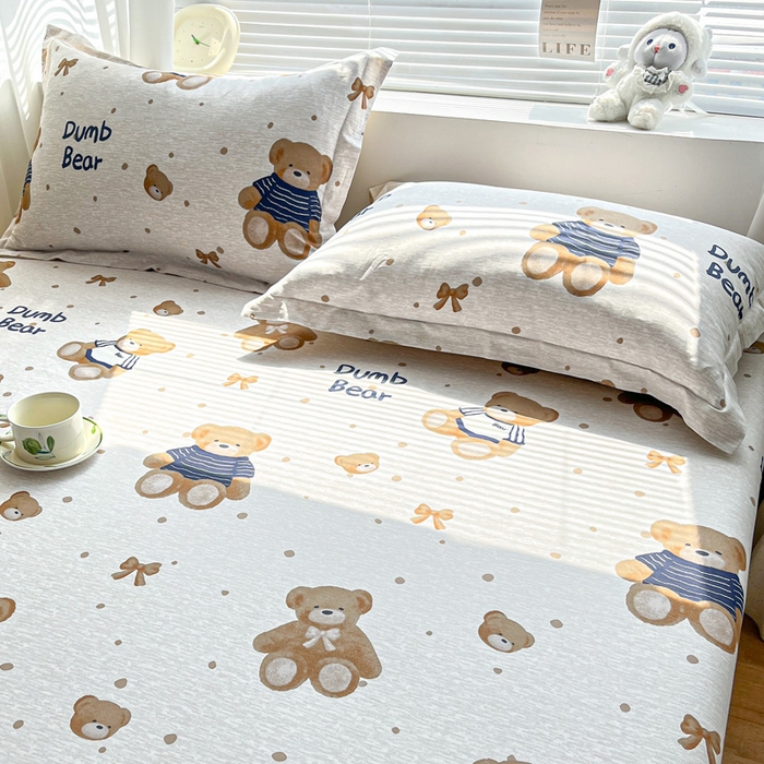 91家纺网 家纺一手货源 找家纺 涵宸家纺 2024新款全棉小清新印花单品套件--单枕套 枕套-布偶熊