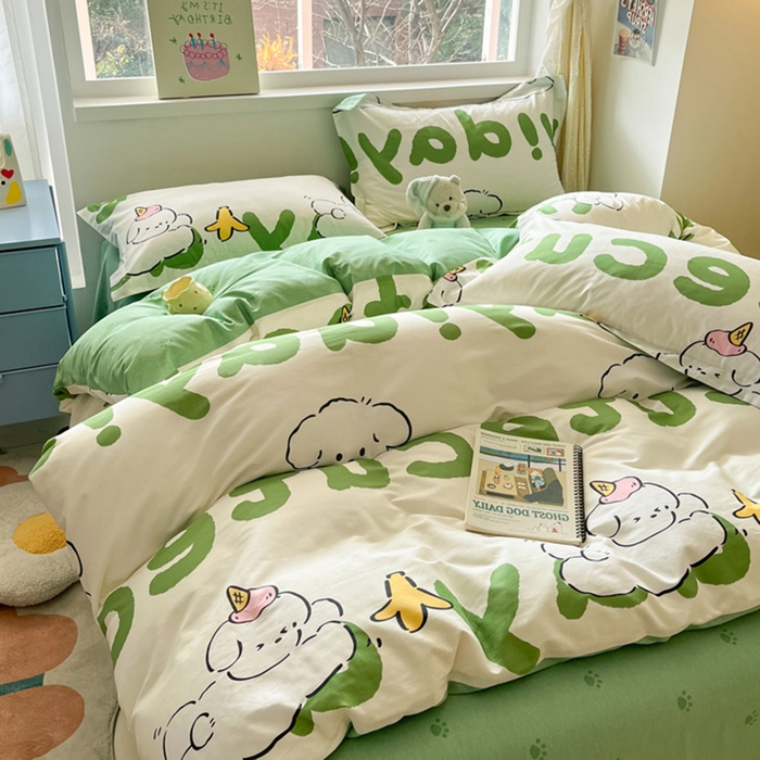 91家纺网 家纺一手货源 找家纺 涵宸家纺 2024新款全棉小清新印花单品套件--单被套 萌宝宝