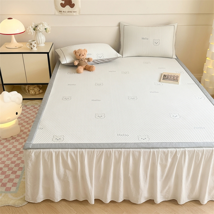 91家纺网 家纺一手货源 找家纺 慕尚家纺 2025新款卡通凉豆豆凉感冰丝席凉席 床席款-小熊