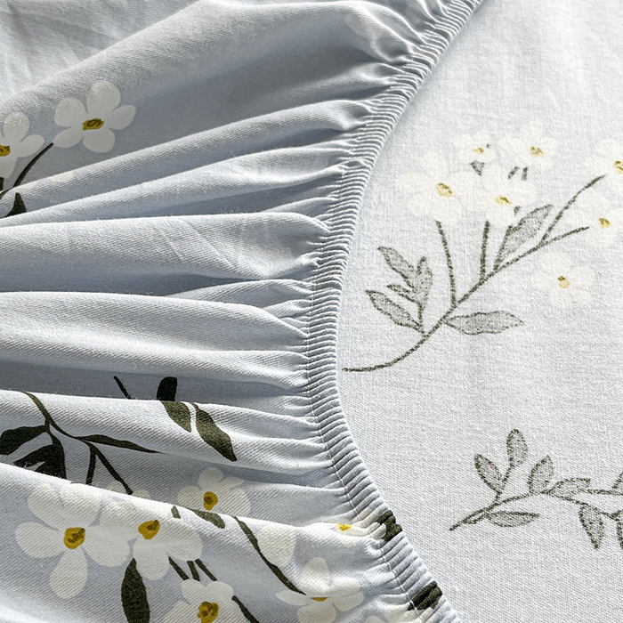 91家纺网 家纺一手货源 找家纺 涵宸家纺 2024新款全棉小清新印花单品套件--单床笠 床笠-那年花开