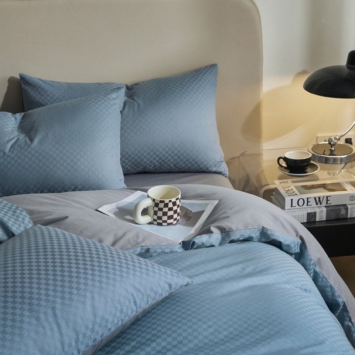 91家纺网 家纺一手货源 找家纺 涵宸家纺 2024新款全棉提花四件套-菲比 菲比-宾利灰