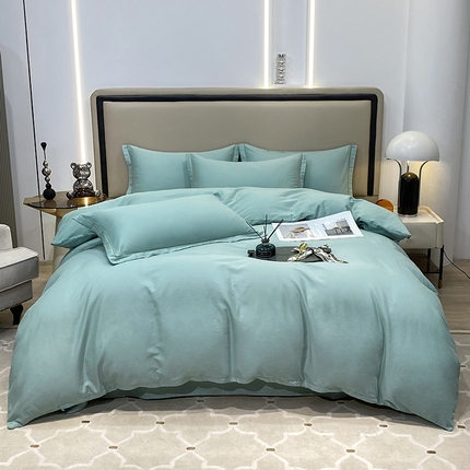 91家纺网 家纺一手货源 找家纺 （总）富馨莱 2024新款60支A类全棉纯棉磨毛纯色双拼四件套系列-四件套