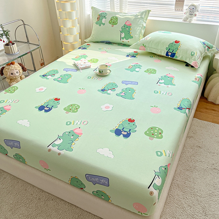 91家纺网 家纺一手货源 找家纺 涵宸家纺 2024新款全棉小清新印花单品套件--单床笠 床笠-龙游记