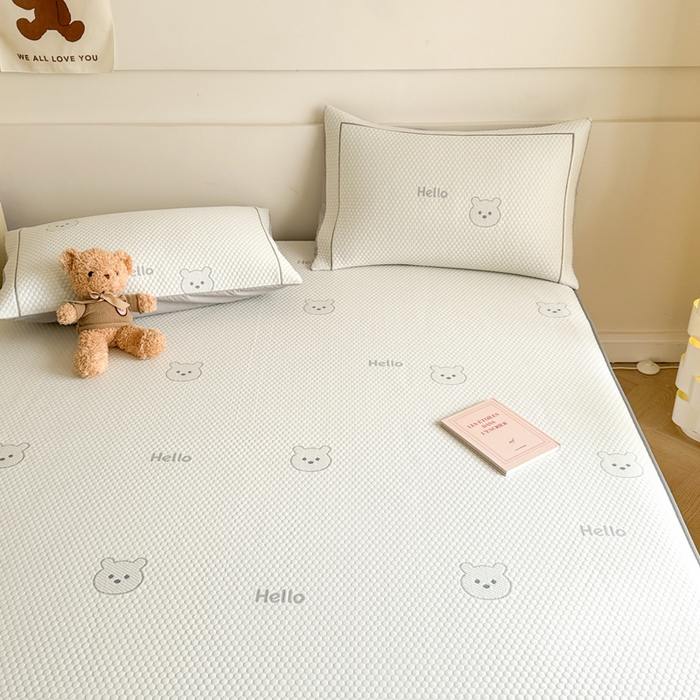 91家纺网 家纺一手货源 找家纺 慕尚家纺 2025新款卡通凉豆豆凉感冰丝席凉席 床笠款-小熊