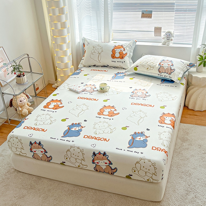 91家纺网 家纺一手货源 找家纺 涵宸家纺 2024新款全棉小清新印花单品套件--单床笠 床笠-龙先生