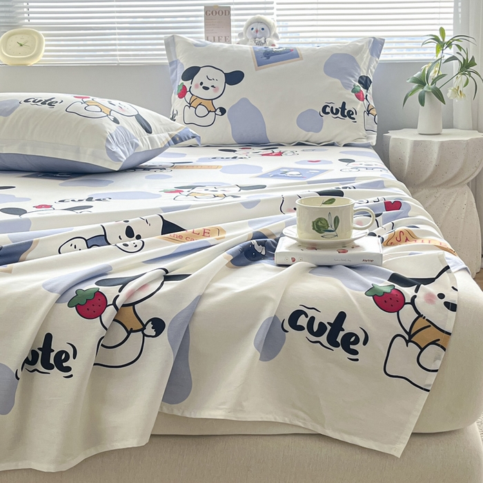 91家纺网 家纺一手货源 找家纺 涵宸家纺 2024新款全棉小清新印花单品套件--单床单 床单-奥利心