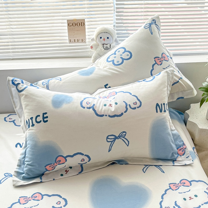 91家纺网 家纺一手货源 找家纺 涵宸家纺 2024新款全棉小清新印花单品套件--单枕套 枕套-玉桂兔