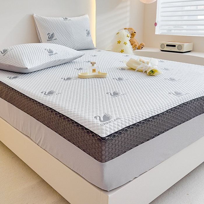 91家纺网 家纺一手货源 找家纺 邦妮家纺 2024新款A类凉感丝床笠凉席床垫30公分内可用 动物乐园-灰