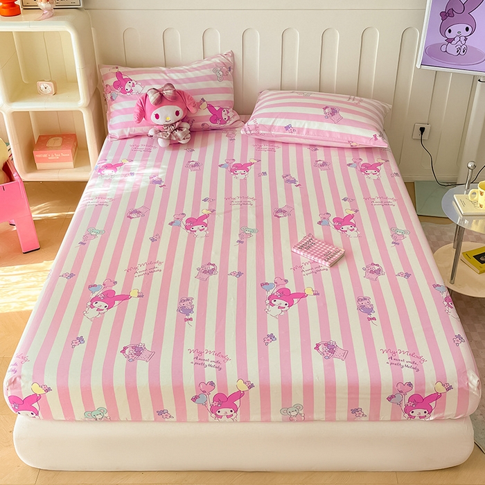 91家纺网 家纺一手货源 找家纺 博雅 2024新款三丽鸥正版授权全棉活性印花单床笠 气球美乐蒂