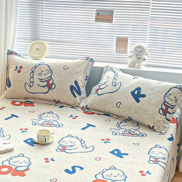 91家纺网 家纺一手货源 找家纺 涵宸家纺 2024新款全棉小清新印花单品套件--单枕套 枕套-皮皮龙