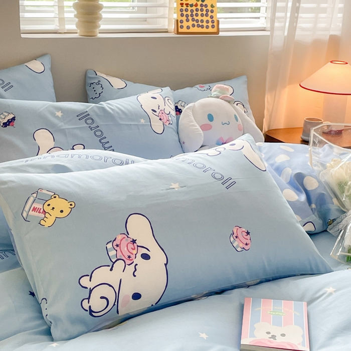 91家纺网 家纺一手货源 找家纺 博雅 2024新款全棉三丽鸥AB版活性印花四件套 甜品玉桂狗