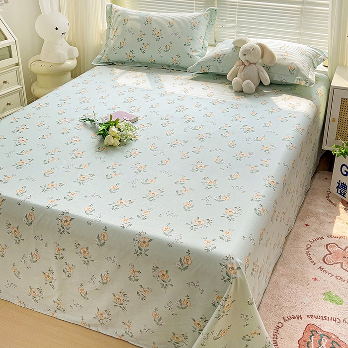 91家纺网 家纺一手货源 找家纺 大柏树 2025新款全棉13376印花四件套系列（可定制）-单床单 浅沫