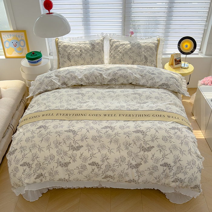 91家纺网 家纺一手货源 找家纺 冬然 2023新款全棉床盖纯棉床盖夹棉床单全棉床单纯棉床单水墨画