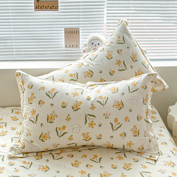 91家纺网 家纺一手货源 找家纺 涵宸家纺 2024新款全棉小清新印花单品套件--单枕套 枕套-菊馨兔